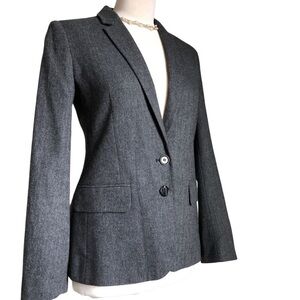 French Connection Gray Tailored Blazer with Notched Lapels